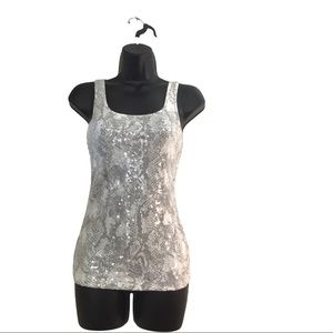 Women’s Old Navy Gray & White Snakeskin Sequin Tank XS